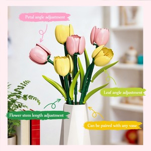 3d Puzzle Creative Diy Miniature Artificial Tulip Flowers Bouquet Potted Plant Vase Home Decor <b>Valentine</b> <b>Gift</b> Building Block <b>Set</b> - Product Image 4