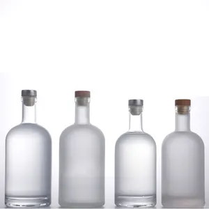透明ガラスジンボトル500ml750mlフロストスピリットリキュールウォッカガラスワインボトル750mlガラスワインボトル