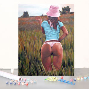 Peinture à l'huile par numéros DIY, <span class=keywords><strong>femme</strong></span> sexy sans cadre, décoration murale pour la maison, peinture sur toile à colorier à la main par numéros - Product Image 1