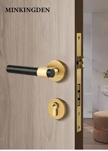 Wholesale Price High Quality Straight Round Bar On Round Hotel Rose Mortised Lock Solid Brass Door Lever Handle