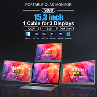 Monitor Portátil de Pantalla Triple de 15.3 Pulgadas, Panel IPS de 1200P, Conexión con 1 Cable, Diseño Plegable, Extensión de Pantalla Triple para Laptop