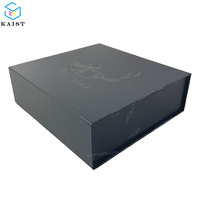Boîte cadeau personnalisée avec couvercle magnétique noir pour cadeau caviar de luxe 50gr/125gr