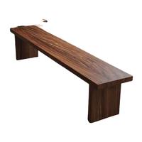 Banc long minimaliste en bois massif à texture naturelle avec pieds carrés épais pour la maison, le restaurant ou l'entrée