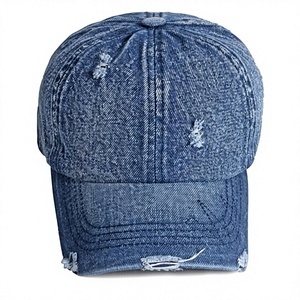 Gorra de mezclilla unisex lisa lavada al por mayor, sin estructura, desgastada, estilo papá, para exteriores, con bordado a mano común - Product Image 3