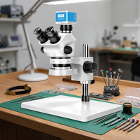 Microscope stéréoscopique trinoculaire à zoom 3,5x-100x avec éclairage annulaire LED pour la réparation de téléphones portables, l'évaluation de montres et l'inspection de bijoux