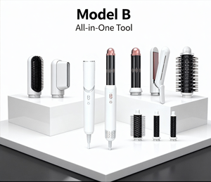 Großhandel Ionen Heißluftbürste mit 3 Temperaturstufen, PTC-Heizung, für glattes und lockiges Haar, 6-in-1 Haarstyling-Tools Set und Haartrockner - Product Image 5