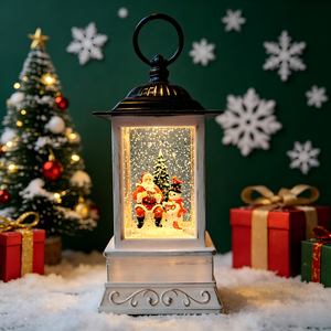 Vintage Style Lantern Christmas Snowfall Ornament Luminous <b>Music</b> <b>Box</b> Desktop Decoration Festival Gift Creative Glass Craft - Product Image 1