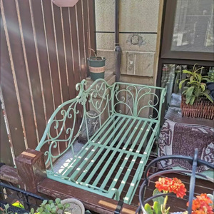 Banc <span class=keywords><strong>de</strong></span> <span class=keywords><strong>jardin</strong></span> <span class=keywords><strong>en</strong></span> <span class=keywords><strong>fer</strong></span> <span class=keywords><strong>forgé</strong></span> <span class=keywords><strong>de</strong></span> style chinois moderne à 2 places avec dossier pour balcon, cour extérieure, parc - Product Image 1