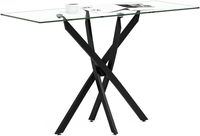 Console élégante noire pour entrée avec structure en métal, plateau en bois et marbre, table moderne pour hôtels, salon ou couloir
