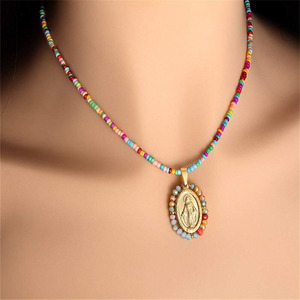 Collier ras-de-cou NG1089 plaqué or <span class=keywords><strong>avec</strong></span> perles arc-en-ciel, Vierge Marie, Virgen Del Valle De La Caridad Del Cobre, bijoux religieux - Product Image 2