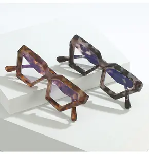 גדול כיכר אופטי משקפיים שקוף אנטי כחול אור Eyewear יוניסקס אופנה בציר משקפיים מסגרת