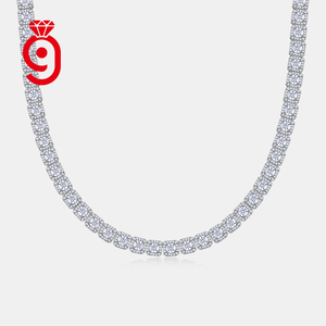 Collana Tennis a Grappolo di Moissanite JIUZUAN in Argento S925 Placcato <span class=keywords><strong>Oro</strong></span> Bianco 18K, Colore <span class=keywords><strong>D</strong></span>, VVS, Taglio Brillante, Supera il Test della Moissanite - Product Image 1