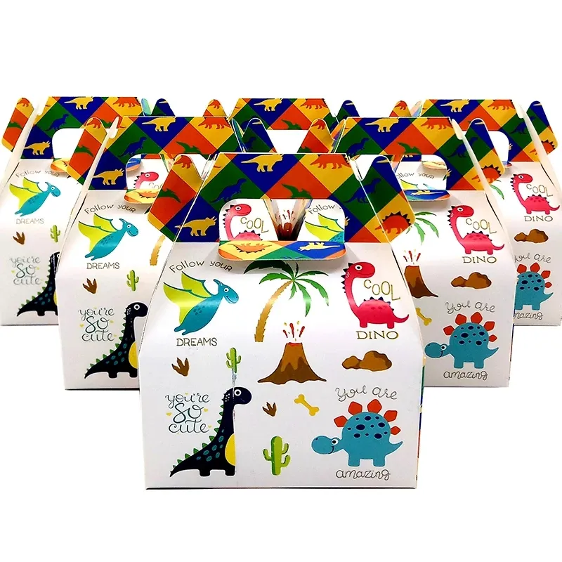 Boîte à bonbons en silicone portable, sacs cadeaux pour gâteau, nouveau thème Dino de dinosaure, fête prénatale, décoration fournitures cadeaux pour enfants