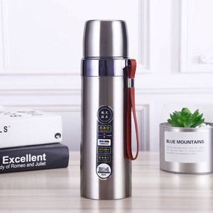 Stainless Steel Vacuum Flask 304 Double Wall Insulated Travel <b>Thermos</b> With Rope Modern Design Round Shape - Product Image 4