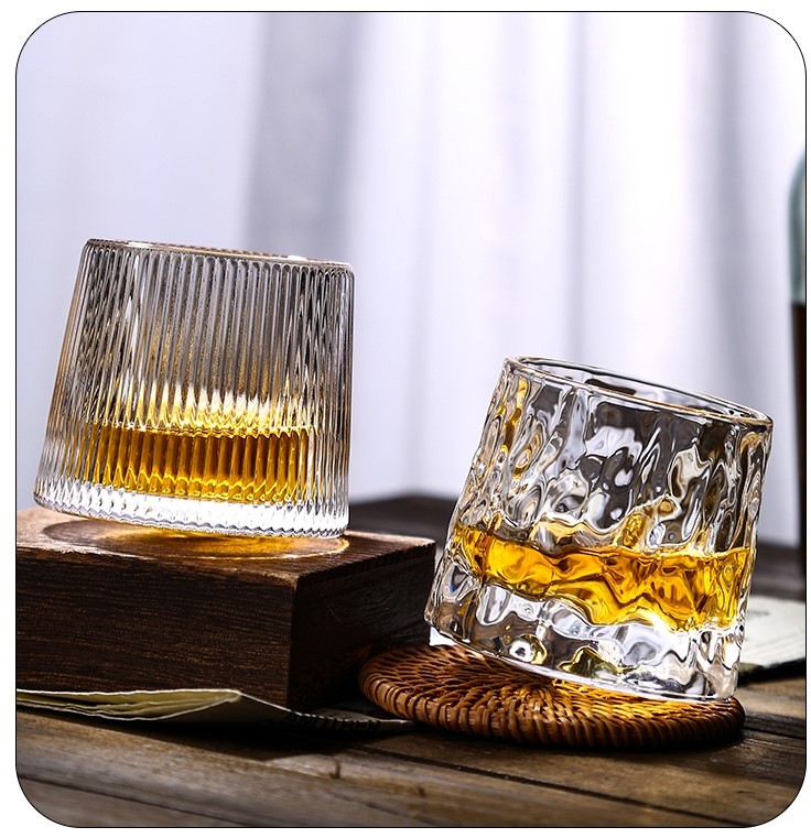 Thickened rotating crystal glass whiskey glass tumbler glass
