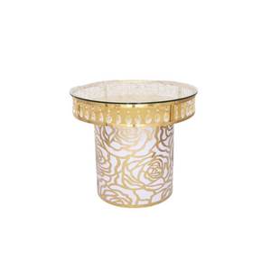 Factory Direct Sale Rose Pattern Stainless Steel Crystal Cake <b>Table</b> for Wedding <b>Party</b> Decoration - Product Image 1