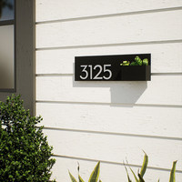 Plaque de numéro de maison en métal avec jardinière murale, chiffres 3D, plaque d'adresse extérieure