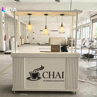 LEDA Chariot à Matcha Lumineux LED Blanc pour Fêtes, Chariot à Gâteaux Personnalisé, Bar Mobile à Boissons, Chariot à Bonbons pour Mariages, Événements, Magasins et Centres Commerciaux