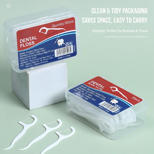 <b>Plastic</b> Dental Floss Sticks 50Pcs 7cm Portable Box Pack for Travel and Daily Use - Product Image 5