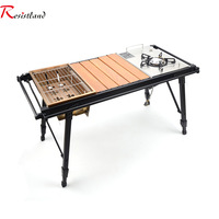 Table pliante rectangulaire IGT pour le camping en plein air, en alliage d'aluminium, à trois sections, réglable en hauteur, portable, pour les marchés nocturnes