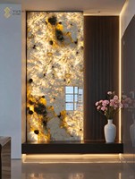 Dalles de quartzite naturel de Patagonie rétroéclairées personnalisables YUSHI, panneaux muraux en pierre naturelle translucide luxueux pour la décoration intérieure