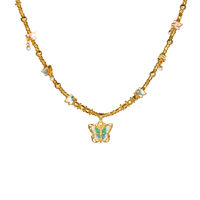 Collier pendentif papillon en alliage de zircon TANGPEI, bijoux de mode