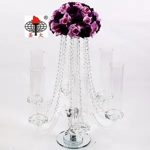 סיטונאי שקוף קריסטל עגול מראה בסיס פרחים מעמד מנורת אלגנטית לחתונה שולחן מרכזי קישוטים מכירה