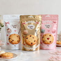 Sachet personnalisé pour biscuits, pochette verticale réutilisable en plastique, emballage scellé avec fermeture éclair, sac Mylar pour biscuits
