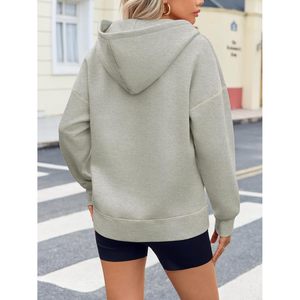 Womens Half Zip Hoodie <b>Long</b> <b>Sleeve</b> Oversized Sweatshirt Contrast Stitch Loose Pullover <b>Tops</b> Fall Casual Wear - Product Image 3