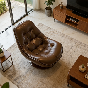 Sillón Reclinable Ergonómico Giratorio de Cuero, Cómodo y Acolchado, Tipo <span class=keywords><strong>Caracol</strong></span>, Respaldo Alto, Sillón para Descansar, Muebles para Lectura <span class=keywords><strong>en</strong></span> Casa u Oficina - Product Image 2