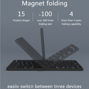 Mini <b>Wireless</b> Foldable <b>Keyboard</b> 3Device Sync Rechargeable <b>Wireless</b> <b>Keyboard</b> for Pad Tablet Phone Windows Mac Folding <b>Keyboard</b> - Product Image 2