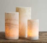 Porte-bougies rustiques en albâtre faits à la main, formes et tailles personnalisées, pots blancs, décoration d'intérieur, vente en gros directe d'usine indienne