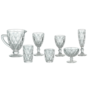 Set di Bicchieri e Caraffa in Vetro Colorato con Motivo a Diamante, Lavabili in Lavastoviglie, per Bar, Ristoranti, Feste e Servizi di Catering - Product Image 1