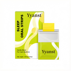Tiras Orales Disolubles con Mezcla Botánica, 30 Tiras, Diseño de Puntos Verde Lima Brillante, Lata Metálica Redonda, Tiras Orales para Dormir - Product Image 1