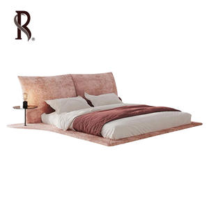 Rising 2024 nouveau <span class=keywords><strong>lit</strong></span> suspendu en cuir véritable italien minimaliste moderne lumière luxe pétale maître <span class=keywords><strong>lit</strong></span> double rembourré - Product Image 1