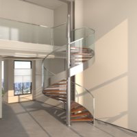 Escalier en colimaçon intérieur en acier inoxydable 304, facile à monter soi-même, avec garde-corps en verre, marches en bois massif, sans soudure, trous pré-percés