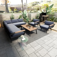 Meubles de jardin modernes, canapé d'angle en aluminium pour l'extérieur, ensemble de canapés pour villa, terrasse, patio, canapé d'angle en forme de L