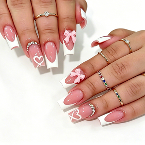 Faux <span class=keywords><strong>ongles</strong></span> réutilisables et durables en ABS, style French Tip Macaron, pour le 4 juillet, choix tendance Instagram, faible MOQ, vente en gros - Product Image 6