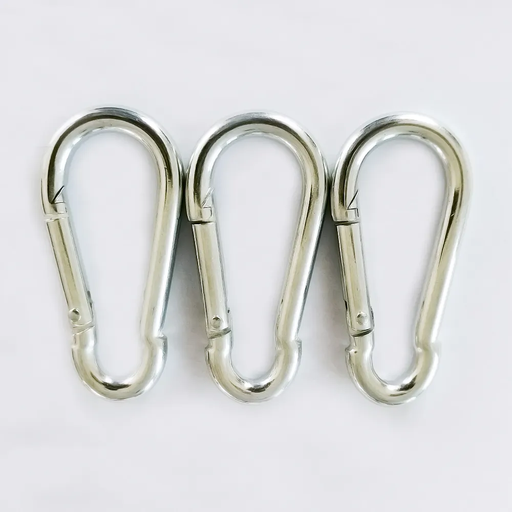 Kait Jepret Pegas Baja Galvanis Carabiner Tali Kawat DIN5299C Perangkat Keras Mode Kustom