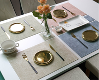 Set de table en cuir marron moderne, résistant à l'huile et écologique, pour une décoration élégante de la maison