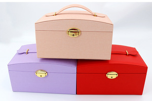 <b>Big</b> Jewellery Handle Shipping <b>Box</b> Cases For <b>Jewelry</b> Storage <b>Jewelry</b> Case Leather <b>Jewelry</b> Packaging Case - Product Image 3