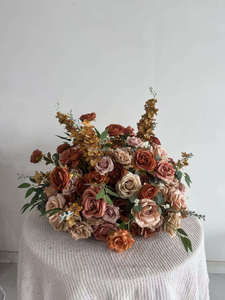 Arreglo de Ramo de Rosas Vibrantes y Coloridas, Camino de Flores Artificial Hecho a Mano para Bodas, Día de la Madre, Carrito de Postres - Product Image 4