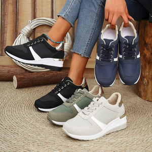 Zapatillas Deportivas con <span class=keywords><strong>Plataforma</strong></span> de Goma y Cordones, Decoración Metálica, Diseño de Parches en PU, Estilo 2026, para Mujer, Uso Diario, Casual y al Aire Libre - Product Image 1