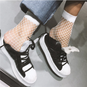 Fishnet <b>Socks</b> Short White Hollow Mesh Transparent Nylon Women Casual <b>Socks</b> Youth 18-40 Years Old - Product Image 2