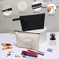 Tas Kosmetik Kanvas Katun Polos Ramah Lingkungan dengan Ritsleting, Grosir, Custom, Daur Ulang