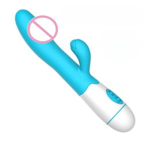 도매 고품질 G-스팟 질 클리토리스 자극 섹스토이 블루 퍼플 USB 충전식 딜도 토끼 진동기 여성용 - Product Image 2