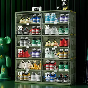 Jeko & Jeko Boîte de rangement pliante en plastique transparente pour chaussures Armoire à chaussures multicouche sans installation