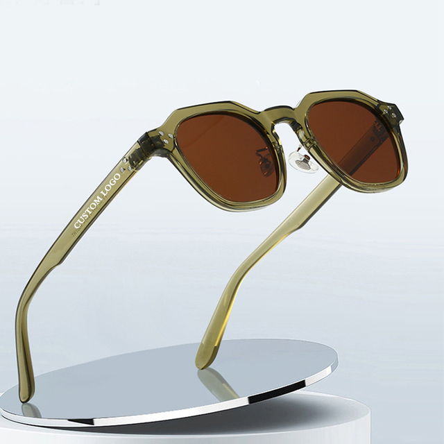 Polarized Sun Glasses for Women Mens TR90 Square Polygon Vintage Sunglasses with Thick Frame Luxury Brand Design Retro Eyewear