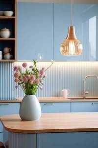 Cuisine ouverte moderne minimaliste sur mesure, entièrement en bois MDF, options de taille et de couleur disponibles - Product Image 4