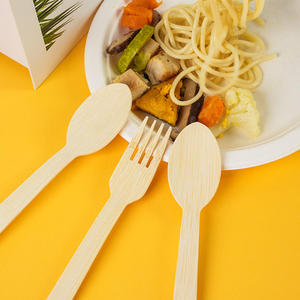 Ensemble de couteaux, fourchettes et cuillères jetables en bambou de qualité alimentaire pour le camping, les anniversaires, la restauration et la salle à manger - Product Image 2